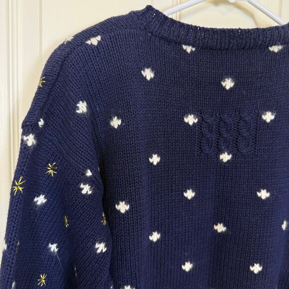 Marisa Christina Vintage Holiday Sweater Santa Claus Navy Red Christmas Knit - Picture 4 of 7